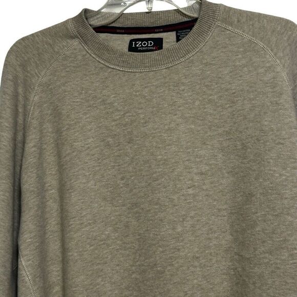 IZOD PerformX Pullover Sweatshirt Mens Large Tan Crew Neck Cotton Blend Heather - Picture 4 of 12